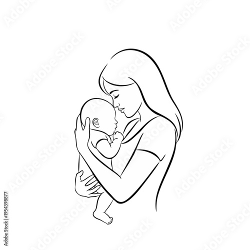 A woman tenderly holds and kisses a baby in her arms lovingly.
