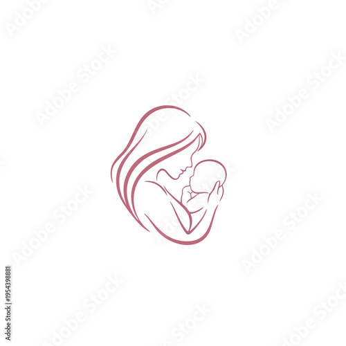 Loving mother tenderly holds and kisses her sleeping baby closely.