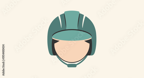 Teal Motorcycle Helmet Closeup Illustration.