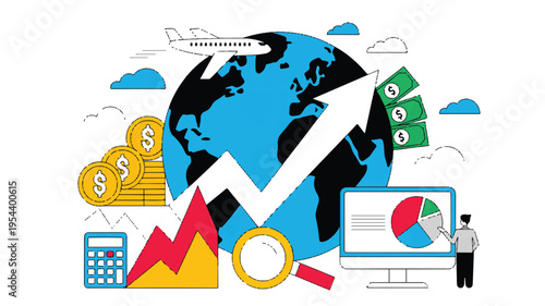 Immersive Line Art Illustration Depicting the Richness of Italian Culture, Language Acquisition, and Iconic Travel Experiences