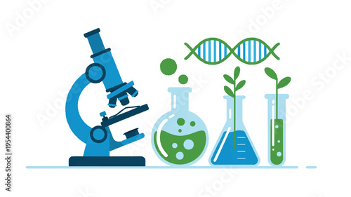 Scientific research and laboratory equipment for biological studies including DNA and chemical experiments