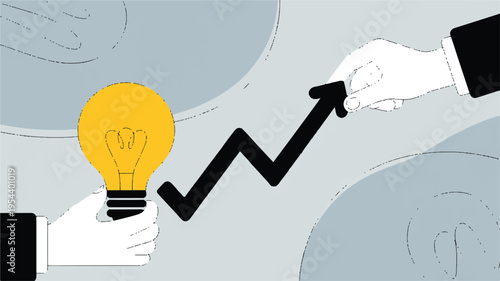 Innovative Idea Driving Business Growth and Success A Minimalist Illustration of Strategic Development and Progress Leading to Upward Trends and Enhanced Performance