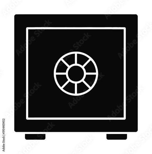 Vector of a large metallic safe with a combination lock on the door