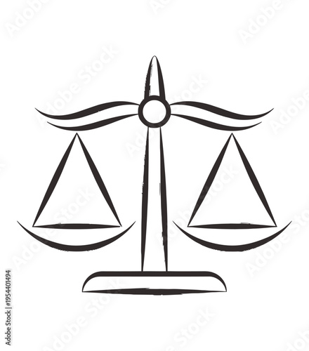 Vector of balanced scales symbolizing justice or equilibrium