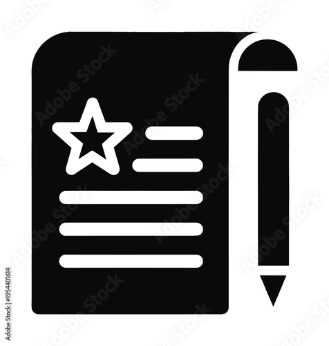 Vector of a notepad with a star icon and a pen placed next to it on the side