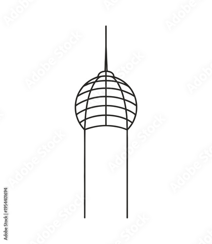 Vector of a tall tower with a spherical top and a pointed antenna structure