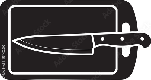 Vector icon of a knife on a cutting board