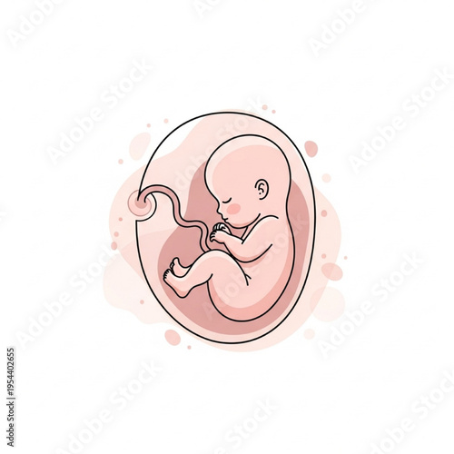 Stylized Fetus in Womb Vector Illustration Symbolizing Life and Protection