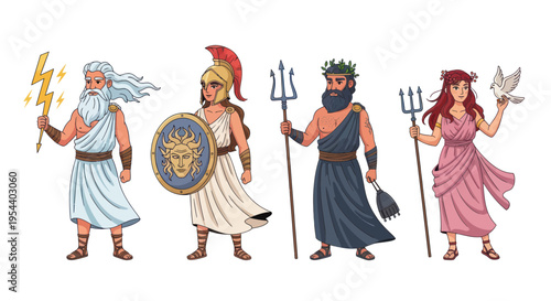 Ancient Greek Gods: Zeus, Athena, Poseidon, Aphrodite - Mythological Figures