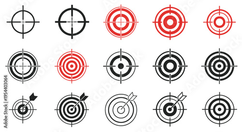 Collection of Target Icons and Crosshair Symbols for Aiming and Precision