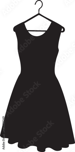 Vector silhouette of a sleeveless dress on a hanger