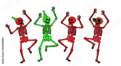 Dancing Skeletons Party Celebration Fun Halloween Holiday
