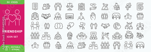 Friendship icon set. Editable line icons. Vector illustration
