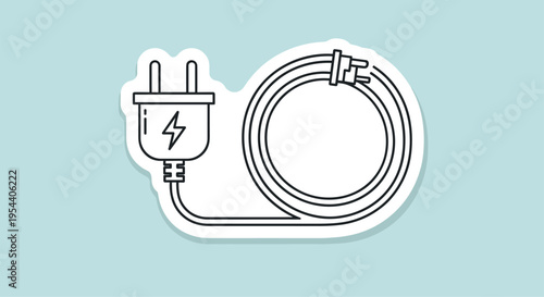 Electric plug icon with a coiled power cord signifies electrical connectivity, energy supply, and device charging solutions.