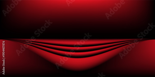 Red studio background. Abstract limbo podium studio room. Dark red gradient wall floor and spotlight scene. Showcase, promotion display. Vector stage mockup illustration