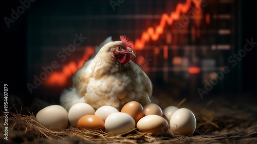 Financial Hen: A hen sits p...