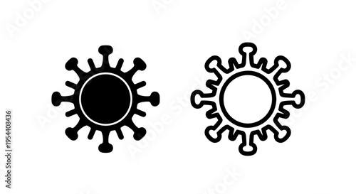 Virus icon with dots, simple black and white