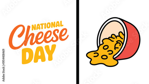National Cheese Day text with a red bowl spilling bubbling yellow cheese