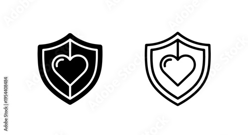 Shield with heart icon: protection, health, and love security symbol