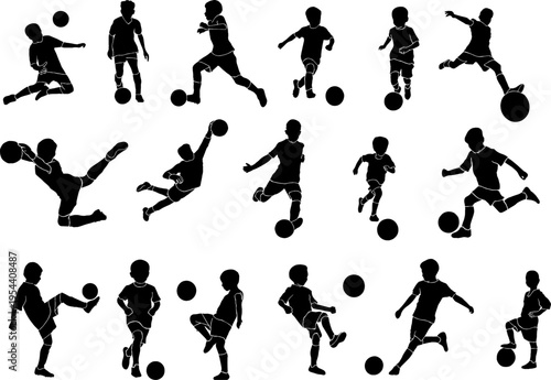 Children Soccer Player Movement Silhouettes