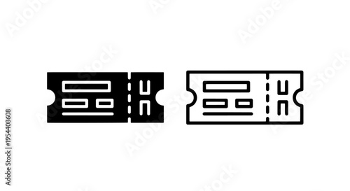 Ticket icon, solid and outline, simple vector for events and travel