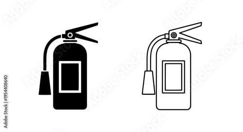 Fire extinguisher icon, black and white, simple vector for safety