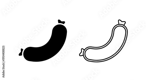 Sausage icon, curved shape. food, meat, and barbecue graphic