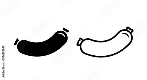 Black and white sausage icons vector art, simple food graphics