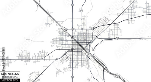 Las Vegas Nevada City Map Vector Outline Illustration