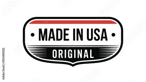 Shield shaped Made in USA badge with original product text