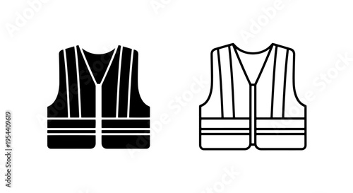 Vászonkép Reflective safety vest silhouette and outline icon with high visibility
