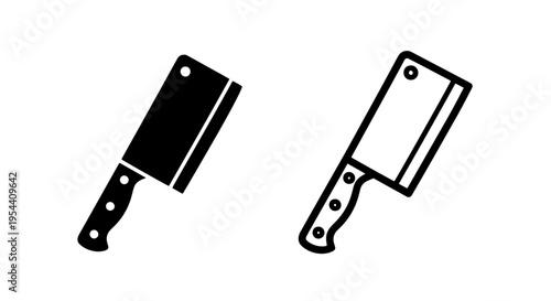 Meat cleaver icon black and white vector graphics