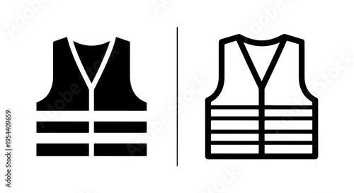 Life vest icon black and white vector graphics for safety and rescue