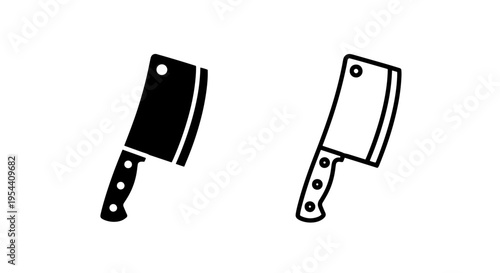 Meat cleaver icon black and white vector graphics