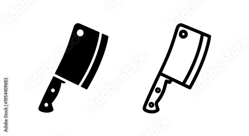 Meat cleaver icon black and white vector graphics