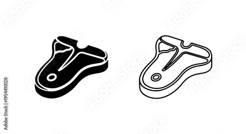 Raw t-bone steak cut of beef outline icon for restaurant or butcher shop menu design