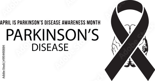 Parkinson’s Disease awareness ribbon and brain vector illustration design
