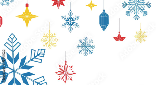 Festive Snowflake Decorations, Christmas Ornaments, Winter Holiday Background