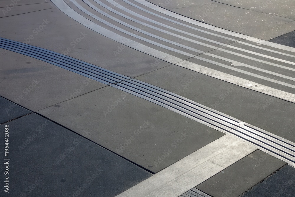 Fototapeta premium Abstract textured concrete surface with curved and straight grooves