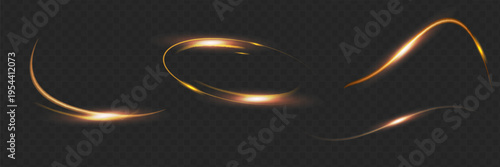 Curve golden line light effect. Smooth holiday light line with lighting effects. Light cool whirlwind. curve light effect