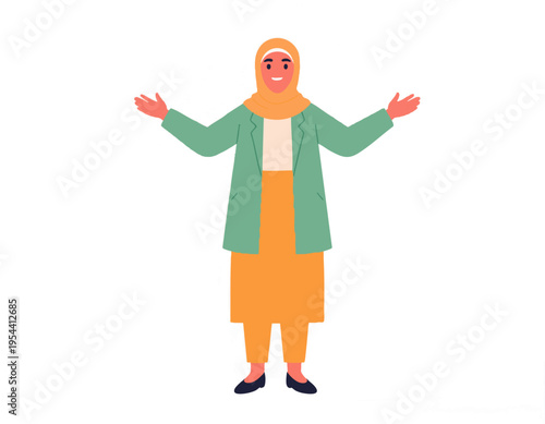 flat vector illustration of a young person showing a happy facial expression