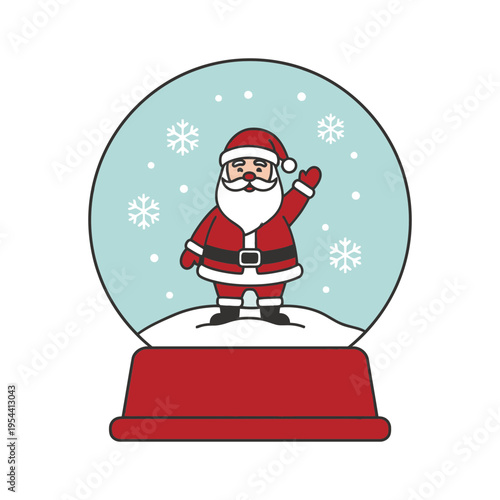 Santa Claus Inside a Snow Globe Vector Illustration
