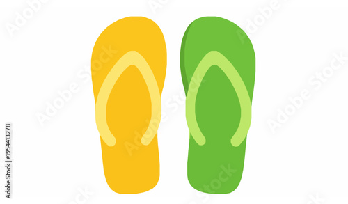 Flat yellow green flip flops summer vector