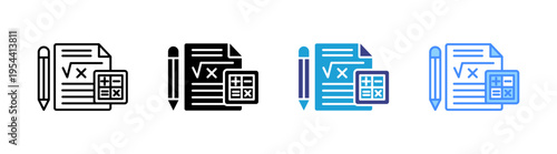 Mathematics icon set multiple style collection