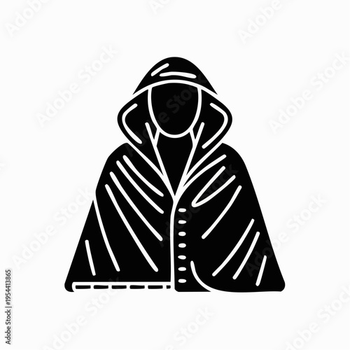 black and white minimalist hooded jacket illustration