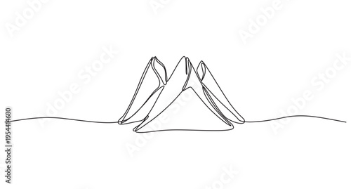 Fast Food Samosa Line Art Vector Illustration,Samosa Snack Outline Drawing Minimal Line Art,Indian Street Food Samosa Line Art Illustration