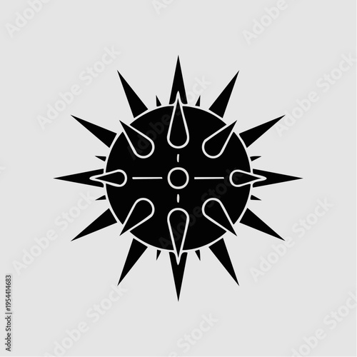 black and white sunburst design with teardrop shapes