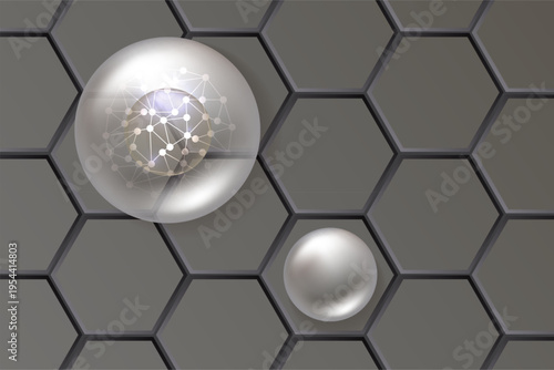 Hyaluronic acid and charcoal skin solutions ad, black collagen serum drops into skin cell with cosmetic advertising background ready to use, illustration vector.	