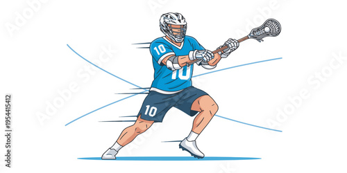Lacrosse player in action pose.
