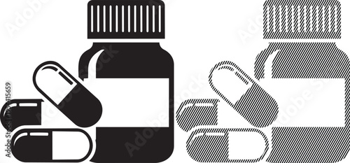 Contrasting designs of pill bottles and capsules with different medication forms